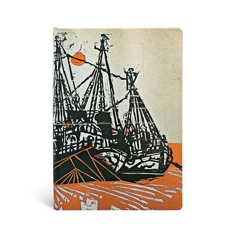 Mooring (Alistair Bell Collection) Midi Lined Hardcover Journal (Elastic Band Closure)