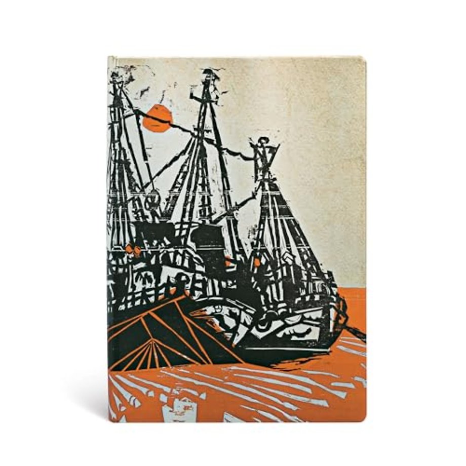 Mooring (Alistair Bell Collection) Midi Lined Hardcover Journal (Elastic Band Closure)