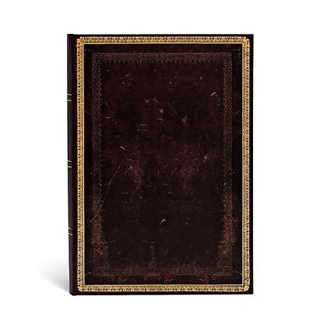 Black Moroccan (Old Leather Collection) Midi Lined Hardcover Journal (Elastic Band Closure)