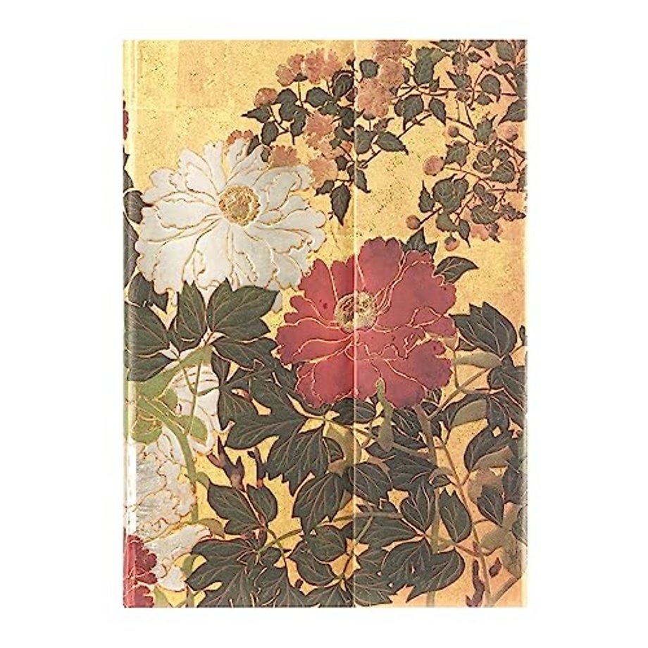 Natsu (Rinpa Florals) Midi Unlined Hardback Journal (Wrap Closure)