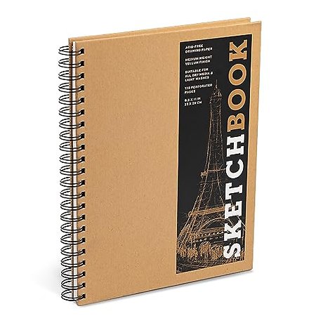 Sketchbook 8.5 x 11" Kraft Spiral Hardcover Mixed Media Sketchbook for Drawing