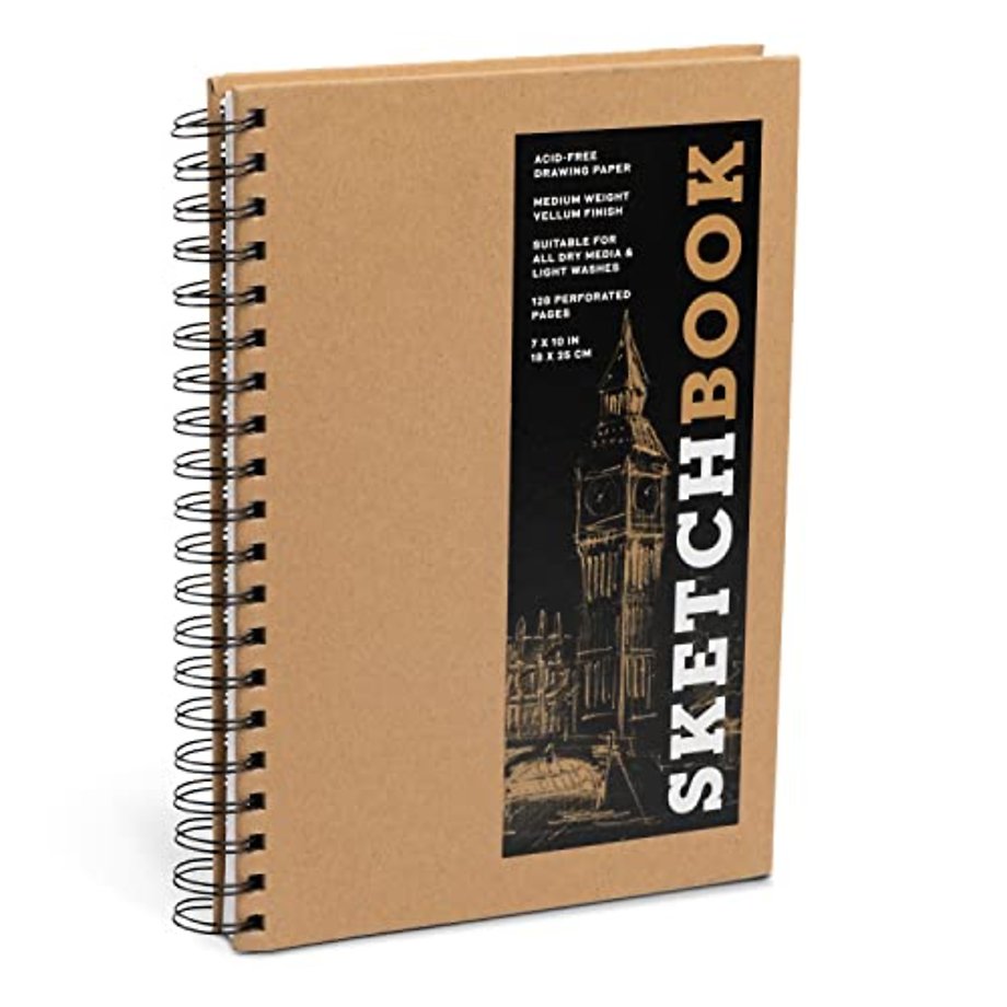 Sketchbook 7 x 10" Kraft Spiral Hardcover Mixed Media Sketchbook for Drawing