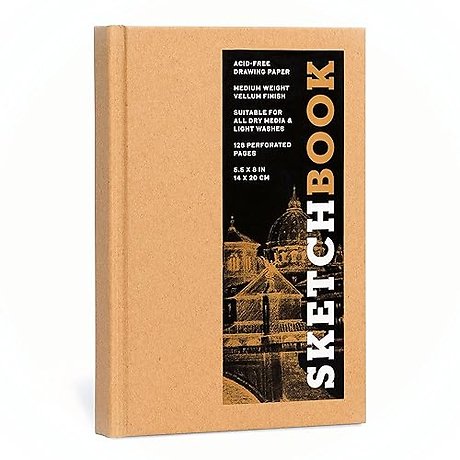Sketchbook 5.5 x 8" Kraft Hardcover Mixed Media Sketchbook for Drawing