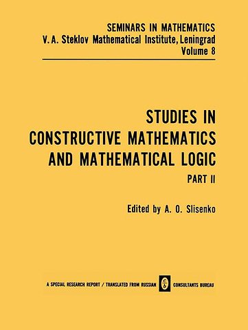 Studies in Constructive Mathematics and Mathematical Logic Part 2