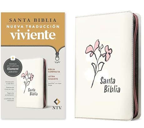 Biblia Compacta Ntv, Letra Gigante de Z?per Con Filament (Sentipiel, Beige, Letra Roja)
