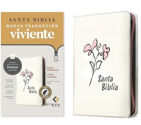 Biblia Compacta Ntv, Letra Gigante de Z?per Con Filament (Sentipiel, Beige, ?ndice, Letra Roja)