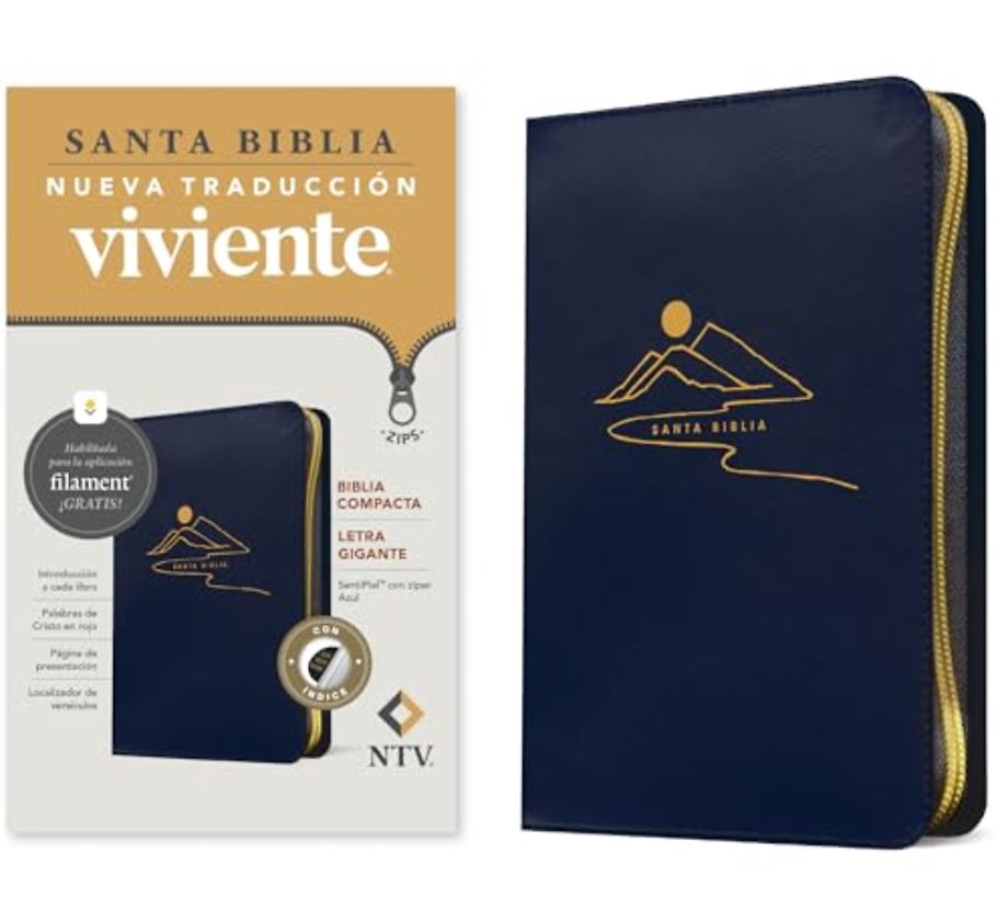 Biblia Compacta Ntv, Letra Gigante de Zi½per Con Filament (Sentipiel, Azul, i½ndice, Letra Roja)