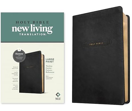 NLT Large Print Thinline Center-Column Reference Bible, Filament Enabled (Leatherlike, Black Holy Windows, Red Letter)
