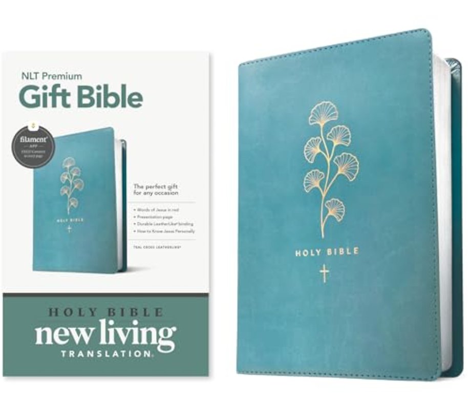 NLT Premium Gift Bible, Filament Enabled, Teal Cross