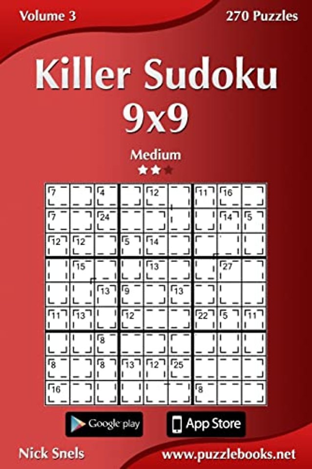 Killer Sudoku 9x9 - Medium - Volume 3 - 270 Puzzles