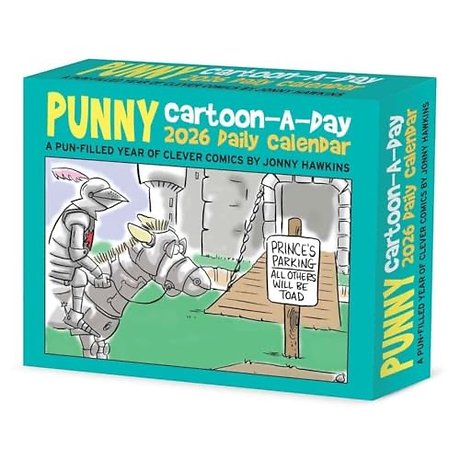 Punny Cartoon-A-Day by Jonny Hawkins 2026 5.4 X 6.2 Box Calendar
