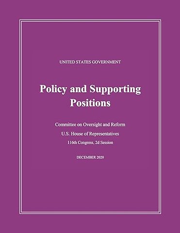United States Government Policy and Supporting Positions (Plum Book) 2020