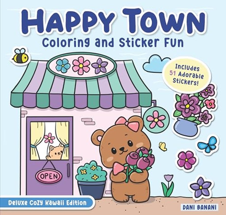 Happy Town Coloring and Sticker Fun