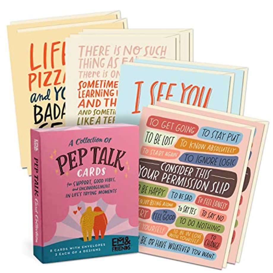 Em & Friends Pep Talk Boxed Cards, 8 Assorted Encouragement Cards