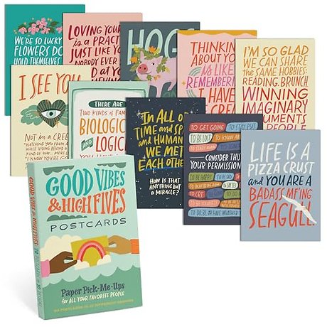 Em & Friends Good Vibes & High Fives Postcards Book, Set of 20 Postcards