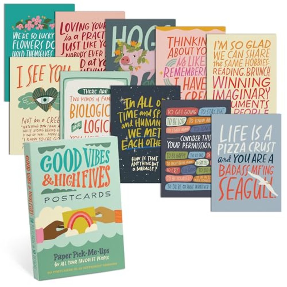 Em & Friends Good Vibes & High Fives Postcards Book, Set of 20 Postcards