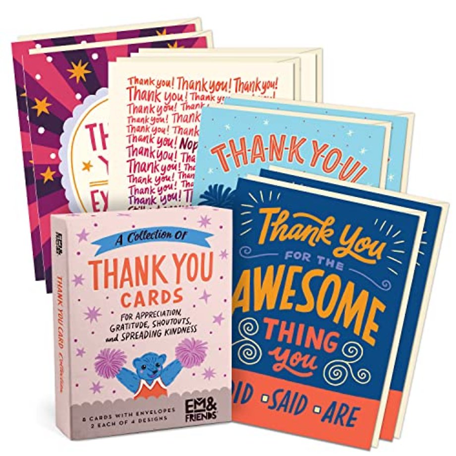 Em & Friends Boxed Thank You Cards, Box of 8 Assorted