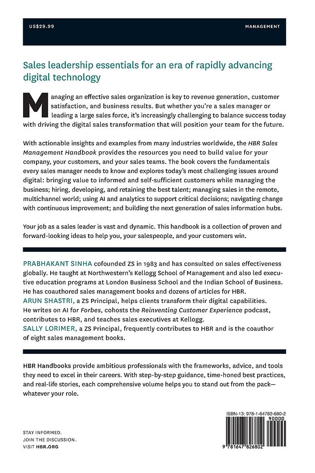 Harvard Business Review Sales Management Handbook