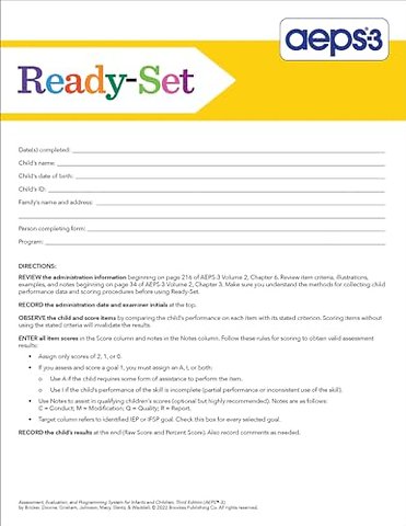 Assessment, Evaluation, and Programming System f – Ready–Set
