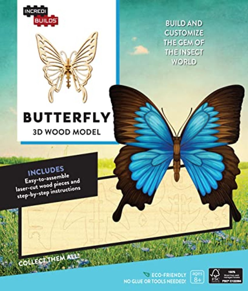 IncrediBuilds: Butterfly 3D Wood Model