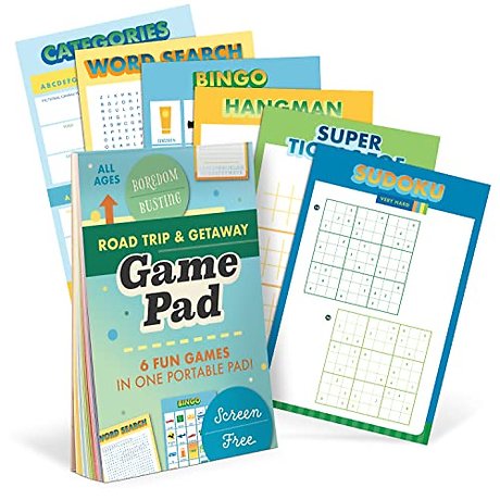 Roadtrip & Getaway On-The-Go Game Pad, Travel Car Activities Book for Kids