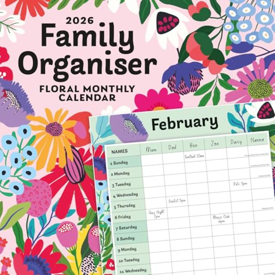 Family Organiser - Floral 2026 Square Wall Calendar
