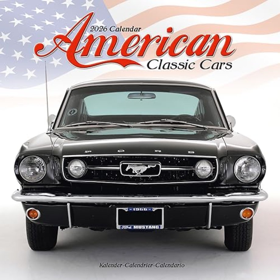 American Classic Cars Calendar 2026  Square Car Wall Calendar - 16 Month