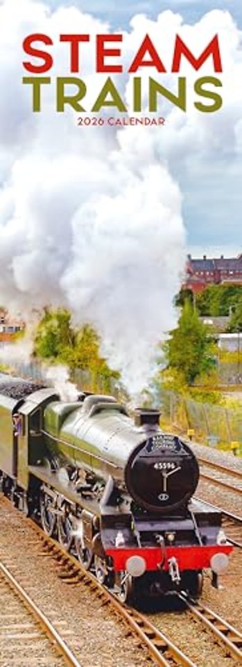 Steam Trains Slim Calendar 2026  Trains Slimline Calendar - 12 Month