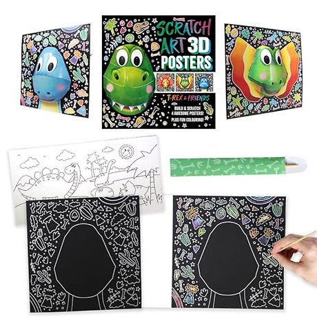 Scratch Art 3D Posters: T-Rex & Friends