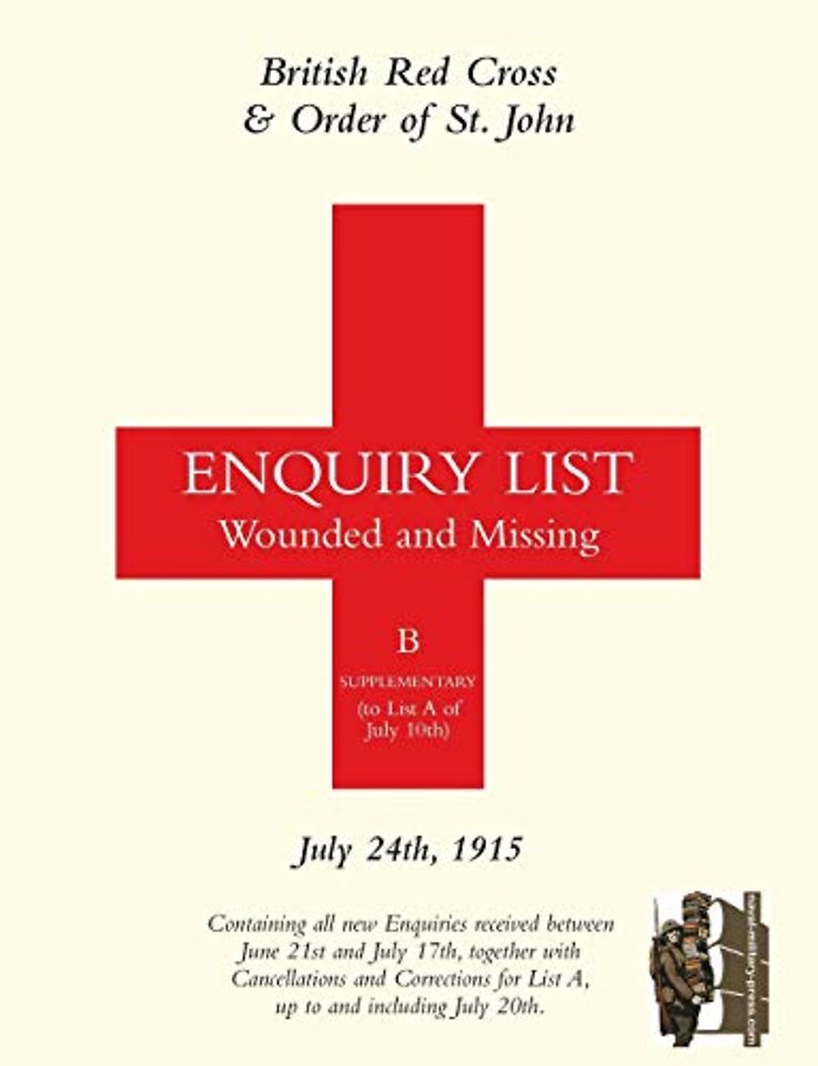 British Red Cross and Order of St John Enquiry List for Wounded and Missing