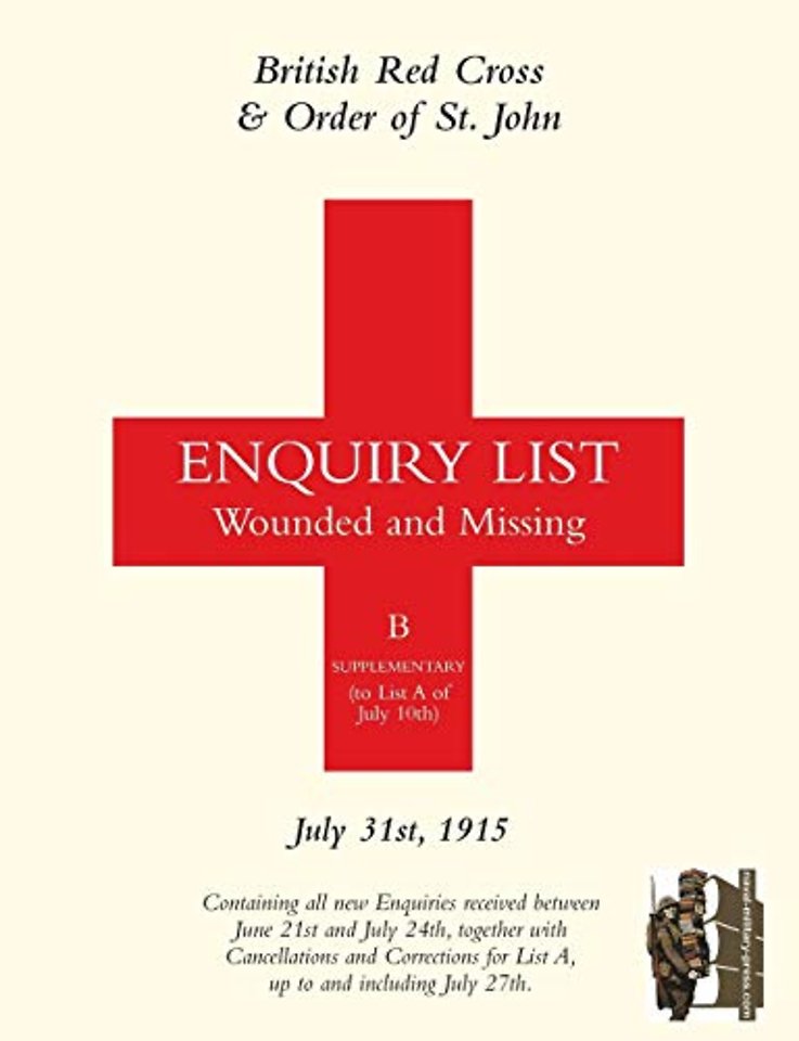 British Red Cross and Order of St John Enquiry List for Wounded and Missing