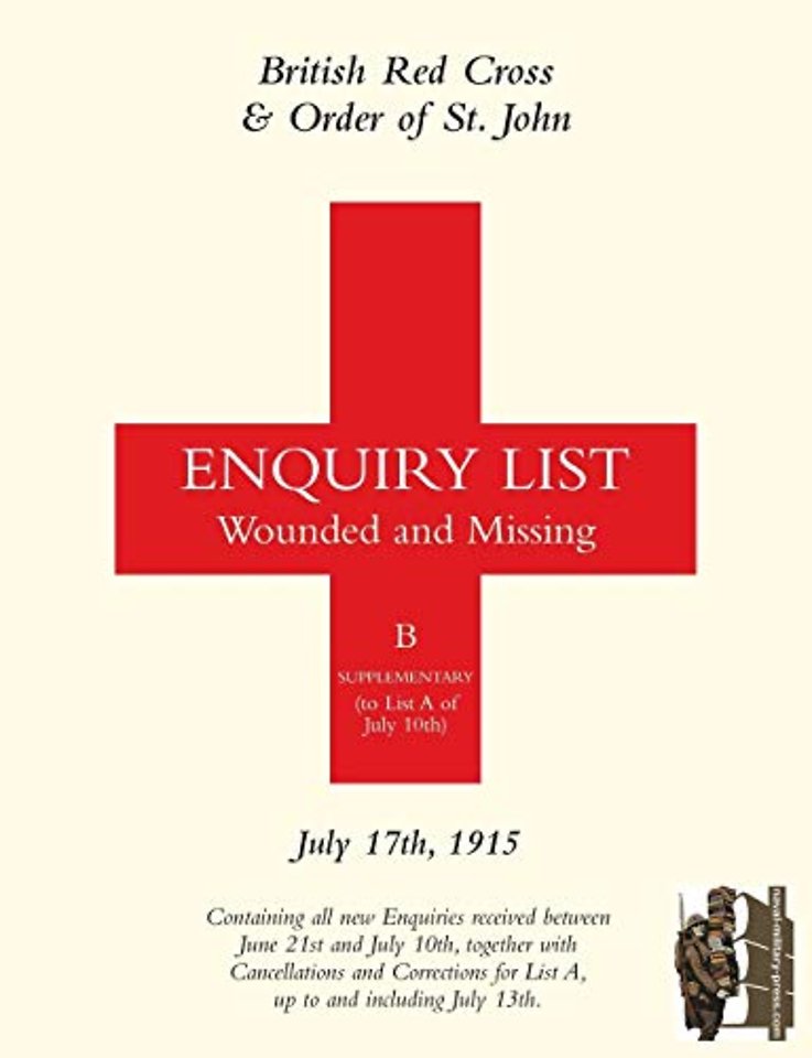 British Red Cross & Order of St John Enquiry List for Wounded and Missing