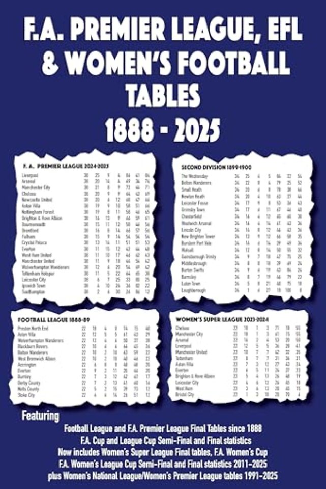 FA Premier League, EFL & Women's Football Tables 1888-2025