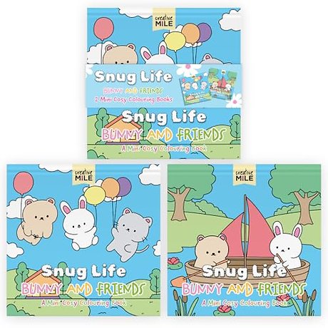 2 Pack Mini Colouring Book Snug Life Cosy Colouring Bunny and Friends