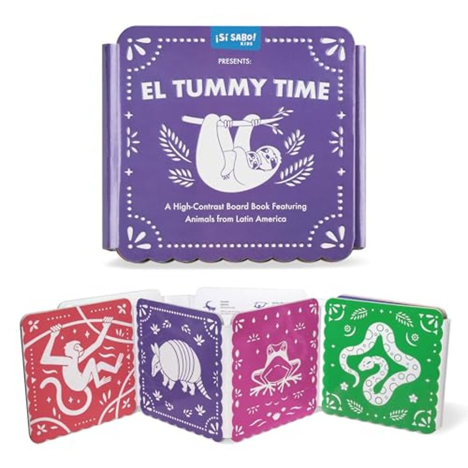Tummy Time, Tiempo en Barriguita Bilingüe – A High–Contrast Board Book Featuring Animals from from Latin America