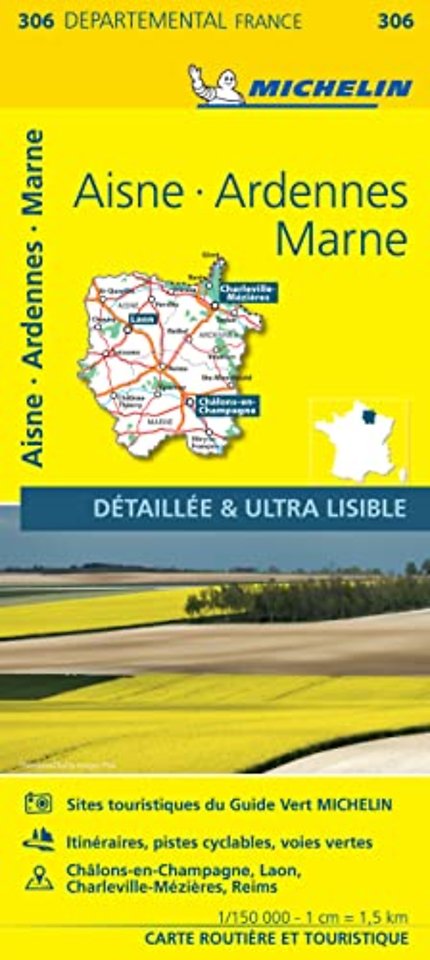 Aisne Ardennes Marne - Michelin Local Map 306