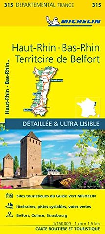 Bas-Rhin, Haut-Rhin, Territoire de Belfort - Michelin Local Map 315