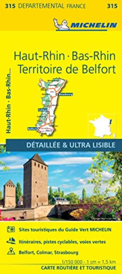 Bas-Rhin, Haut-Rhin, Territoire de Belfort - Michelin Local Map 315