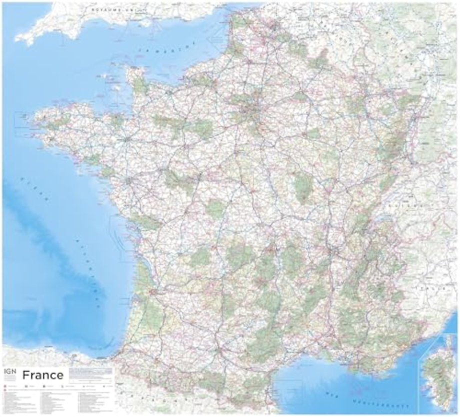 France wall map laminated