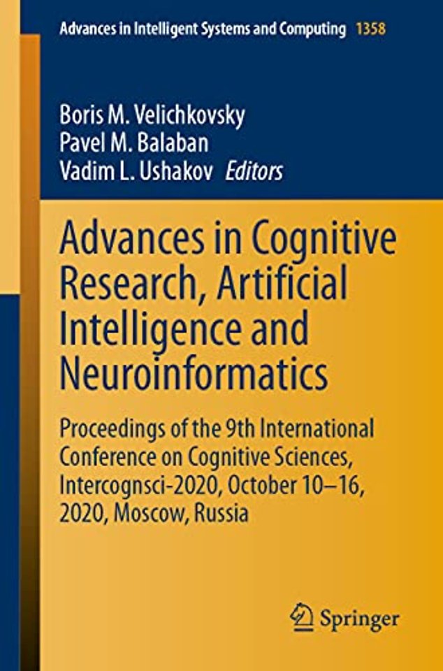 Advances in Cognitive Research, Artificial Intelligence and Neuroinformatics