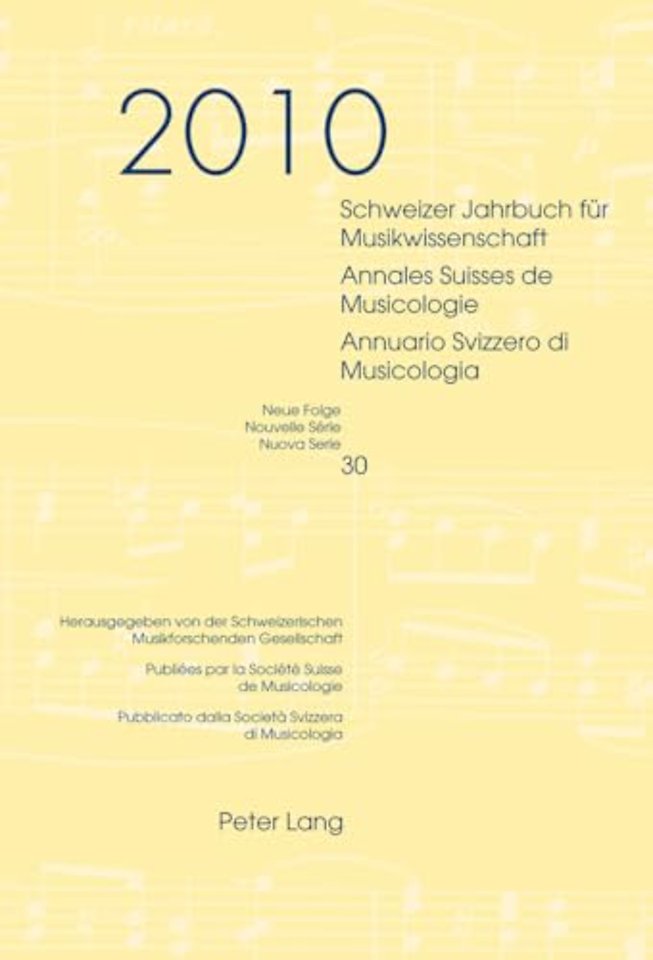 Schweizer Jahrbuch fuer Musikwissenschaft- Annales Suisses de Musicologie- Annuario Svizzero di Musicologia