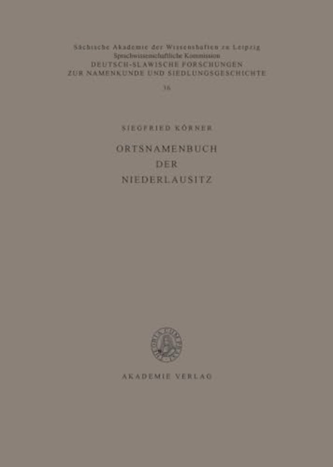 Ortsnamenbuch Der Niederlausitz