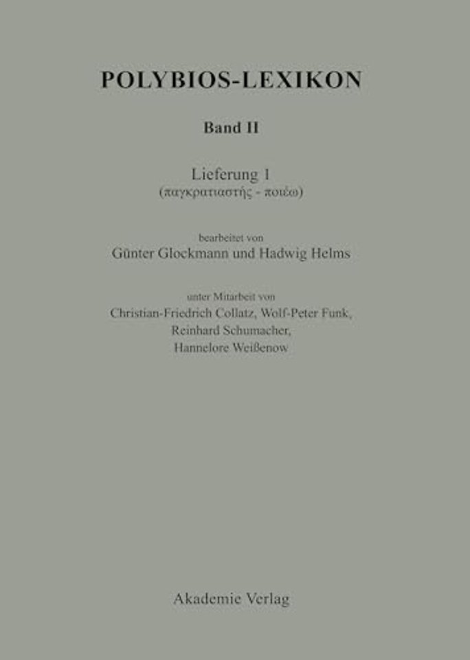 Polybios-Lexikon, Band II, Lieferung 1