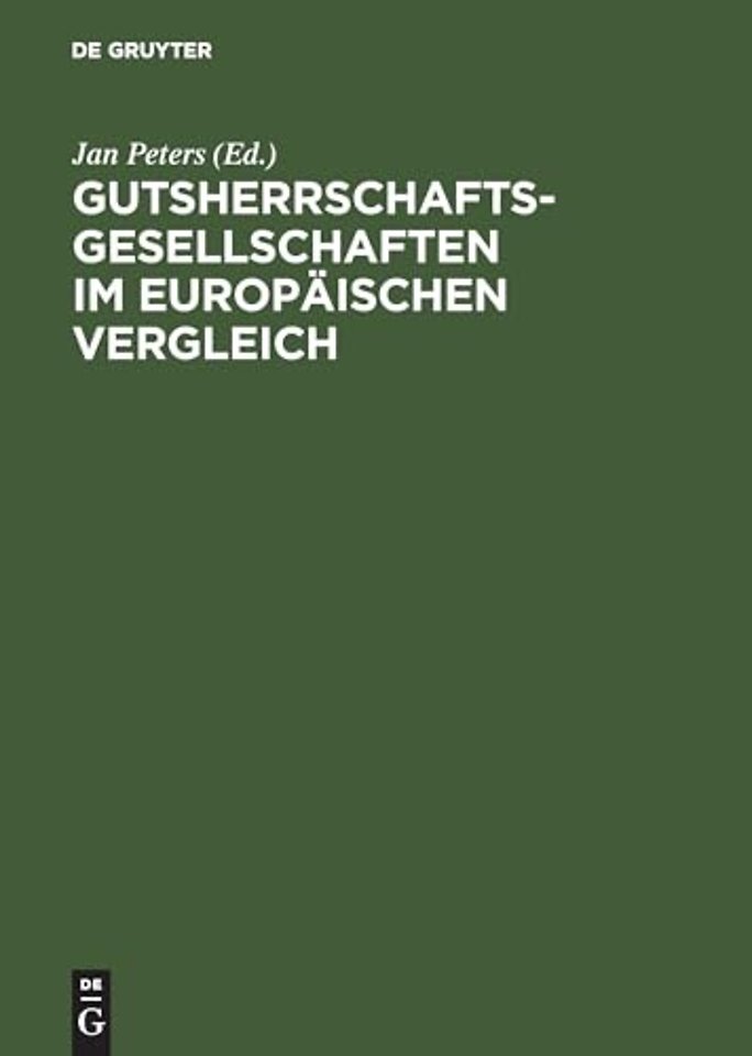 Gutsherrschaftsgesellschaften Im Europaischen Vergleich
