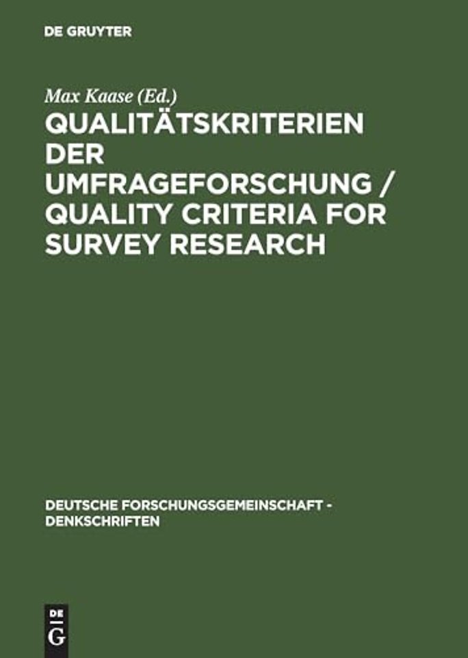 Qualitätskriterien der Umfrageforschung / Qualit – Denkschrift / Memorandum