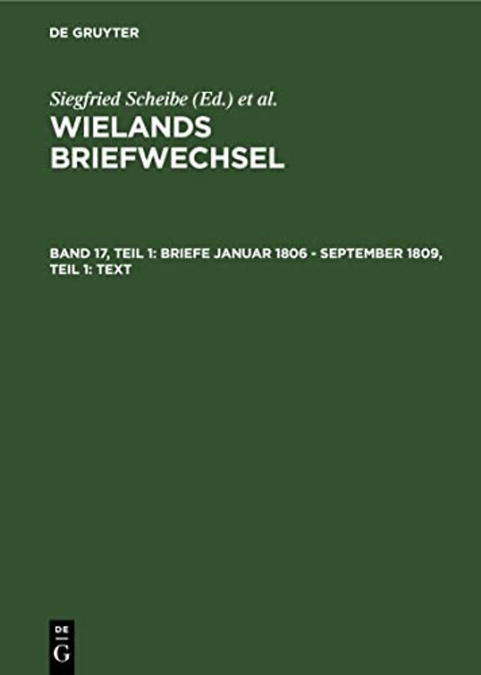 Briefe Januar 1806 – September 1809, Teil 1: Text