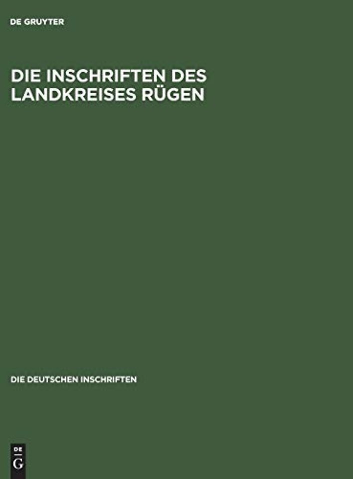 Die Inschriften Des Landkreises Rugen