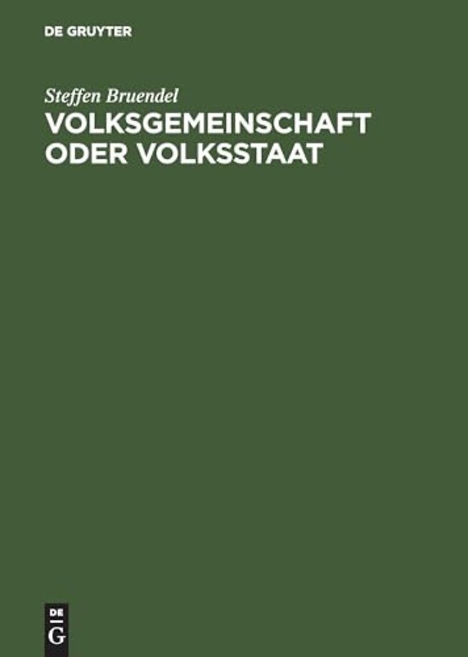 Volksgemeinschaft Oder Volksstaat