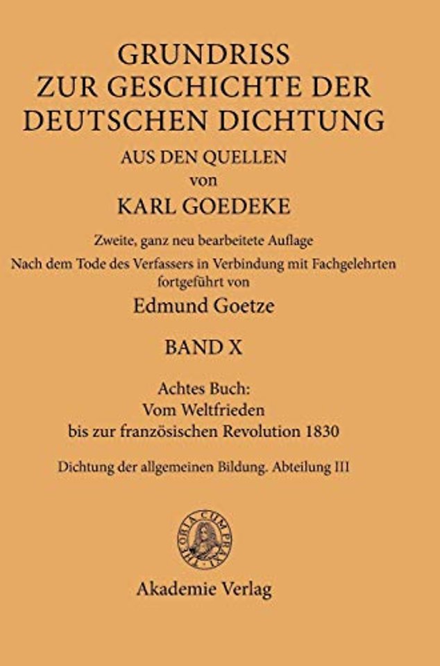 Achtes Buch: Vom Weltfrieden bis zur französisch – Dichtung der allgemeinen Bildung. Abteilung III