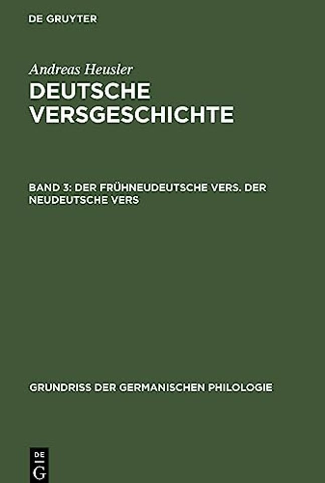 Der fruhneudeutsche Vers. Der neudeutsche Vers